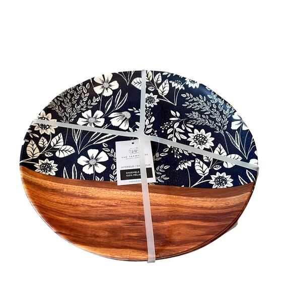 Rachel Ashwell Wood Grain Blue Floral Melamine Dinner Plates 11" Set of 4 New - Picture 9 of 11